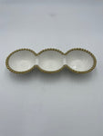 11.75"x4"x2" 3 SECTION BOWL W/GOLD DOTS- 48/CS