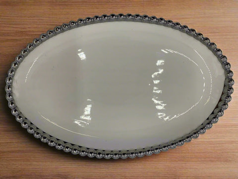 10"x6"  PLATE W/SILVER DOTS-OVAL - 48/CS