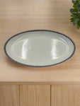 14"x9" PLATTER W/SILVER DOTS-OVAL - 24/CS