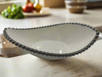 12"x7" TEAR SHAPE BOWL-SILVER DOTS-MEDIUM- 24/CS