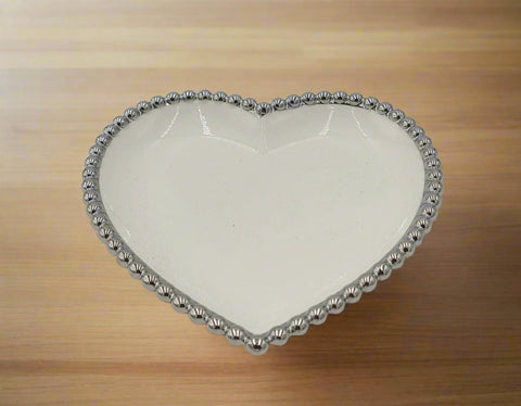 HEART SAHPE PLATE W/SILVER DOTS - 60/CS