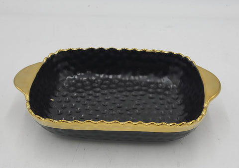 9"x5.25"x2.5"  BOWL -GOLD/BLACK-RECTANGLE - 48/CS