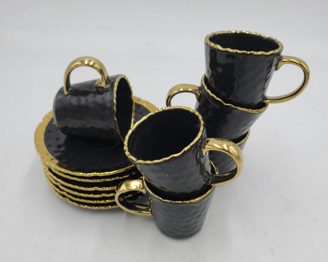 6 PC COFFEE SET -GOLD/BLACK