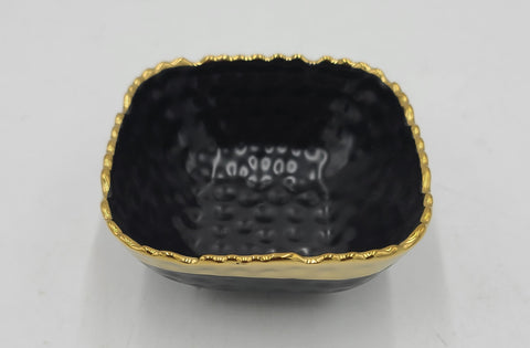 4"x2.25" BOWL -GOLD/BLACK- SQUARE - 96/CS