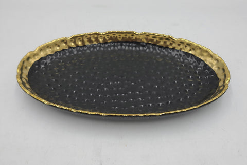 10"x5.5" PLATTER -GOLD/BLACK-OVAL - 48/CS