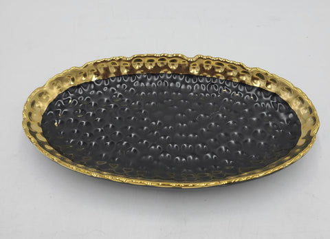 8"x4.5" PLATTER -GOLD/BLACK-OVAL - 60/CS