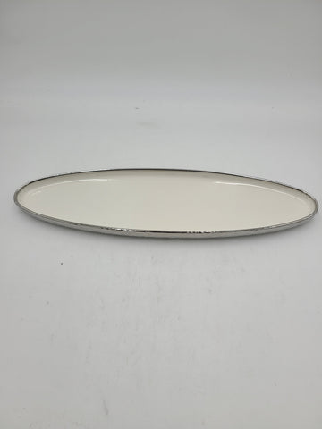 18"x5" PLATTER W/SILVER DESIGN-OVAL - 12/CS