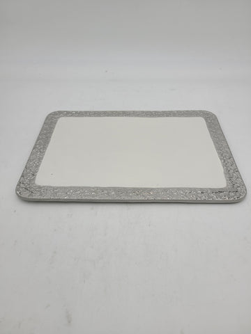 12"x8.5" PLATE W/SILVER DESIGN-RECTANGLE - 24/CS