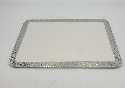 14"x9.5" PLATE W/SILVER DESIGN-RECTANGLE - 12/CS