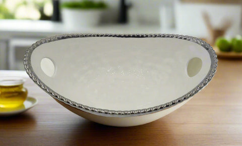 BOWL W/SILVER DOTS-OVAL - 24/CS