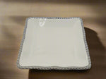 7.5" SQURE PLATE W/SILVER DOTS - 48/CS