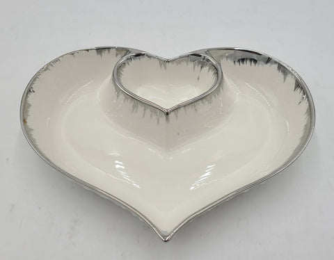 7.5"x9"x2" HEART SHAPE PLATTER W/SILVER - 48/CS