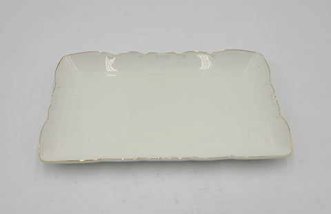 12"x7.5" PLATTER W/GOLD RIM-RECTANGLE