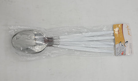 8.5"x1.5" - 6 PC DINNER SPOON-WHITE/SILVER - 100/CS