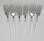 8.5"x1" - 6 PC DINNER FORK-WHITE/SILVER - 100/CS