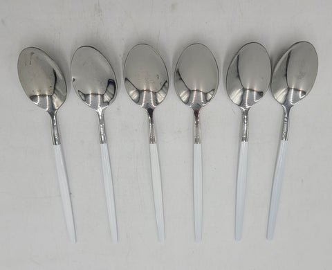 5.75"x1" - 6 PC TEA SPOON-WHITE/SILVER - 100/CS