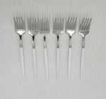 5.5"x0.75" - 6 PC FRUIT FORK- WHITE/SILVER - 100/CS