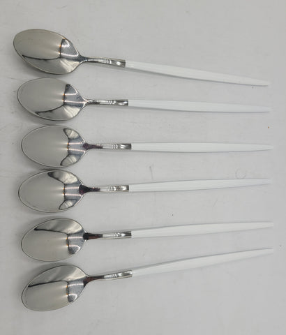 8"x1" - 6 PC COFFEE SPOON WHITE/SILVER - 100/CS