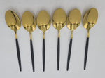 8.5"x1.5" - 6 PC DINNER SPOON-BLACK/GOLD