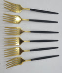 8.5"x1" - 6 PC DINNER FORK- BLACK/GOLD