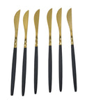 8.5"x0.5" - 6 PC DINNER KNIFE- BLACK/GOLD