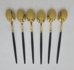 8"x1" - 6 PC COFFEE SPOON- BLACK/GOLD - 100/CS