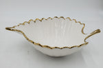 8.75"x6"x3.75" LEAF BOWL W/GOLD RIM - 48/CS