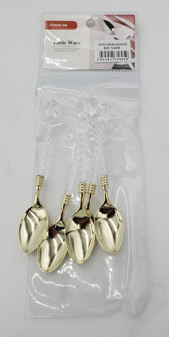 6 PC DESSERT SPOON-GOLD/CLEAR - 200/CS