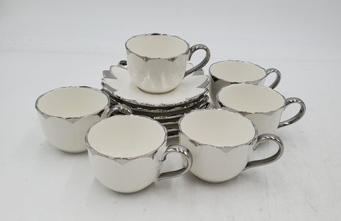 6 PC COFFEE SET-SILVER RIM