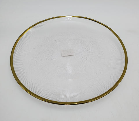 10.5" GLASS PLATE-GOLD RIM-ROUND