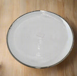 10.5" GLASS PLATE-SILVER RIM-ROUND