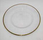 12.5" GLASS PLATE-GOLD RIM-ROUND