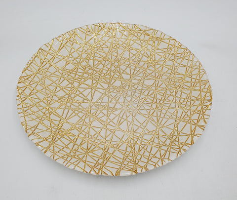 10.5" GLASS PLATE-GOLD DESIGN-ROUND