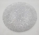 12.5" GLASS PLATE-SILVER DESIGN-ROUND