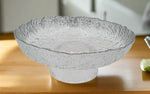 10"x5.25" FOOTED GLASS BOWL-SILVER DESIGN