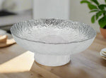 8"x4" FOOTED GLASS BOWL-SILVER DESIGN