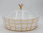 10.5"x3" ACRYLIC DISH W/LID-ROUND-GOLD