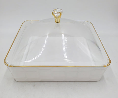 11"x3" ACRYLIC DISH W/LID-SQUARE