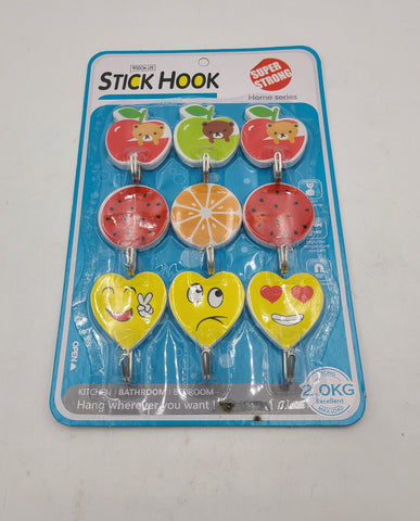 9 PC STICKY HOOKS